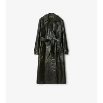 Trench lungo in pelle goffrata