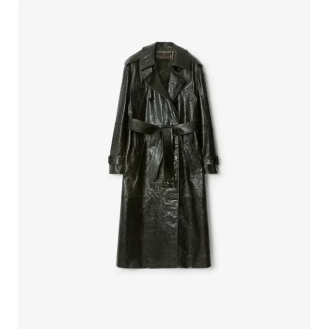Trench lungo in pelle goffrata