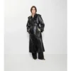 Trench lungo in pelle goffrata
