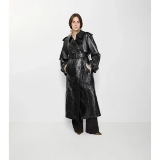 Trench lungo in pelle goffrata