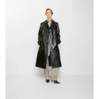 Trench lungo in pelle goffrata