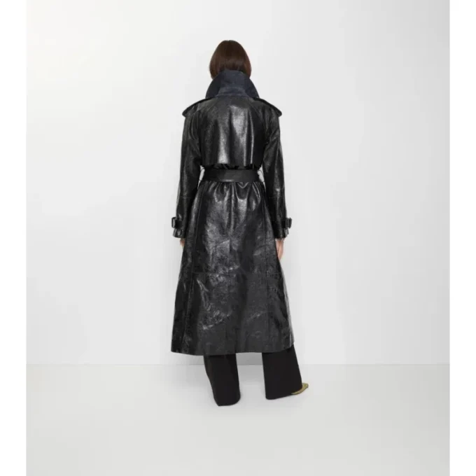 Trench lungo in pelle goffrata