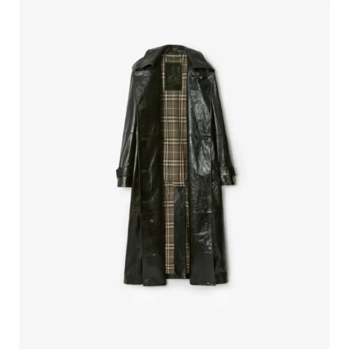 Trench lungo in pelle goffrata