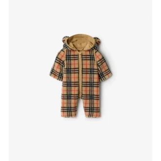 Tuta con cappuccio in pile a quadri