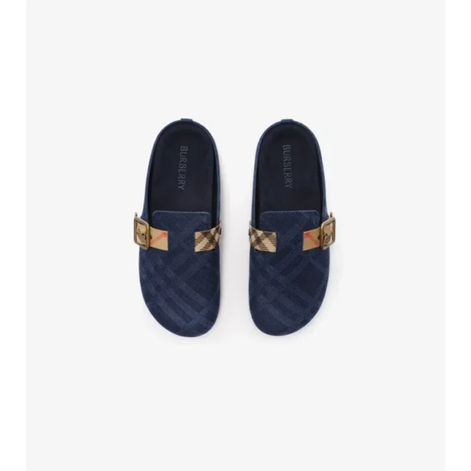 Zoccoli Urchin in Denim a quadri