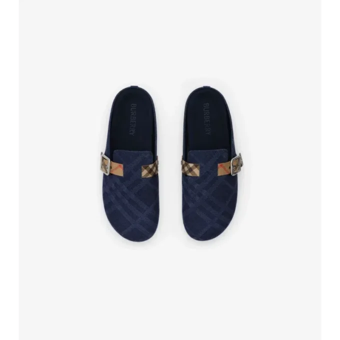 Zoccoli Urchin in Denim a quadri